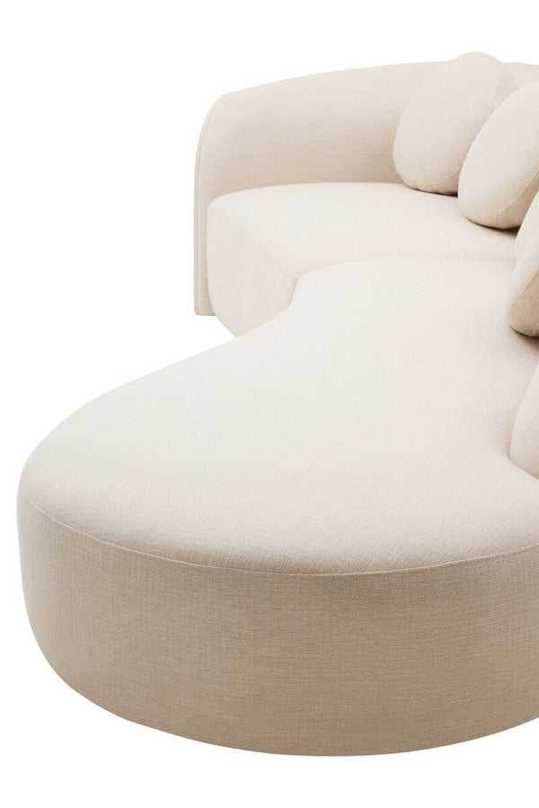 Ovada Cream Linen 3 Seater Curved Sofa – in room setting 4