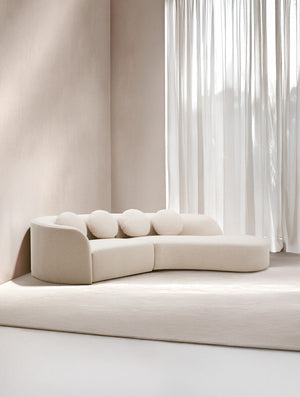 Ovada Cream Linen 3 Seater Curved Sofa – close-up 4