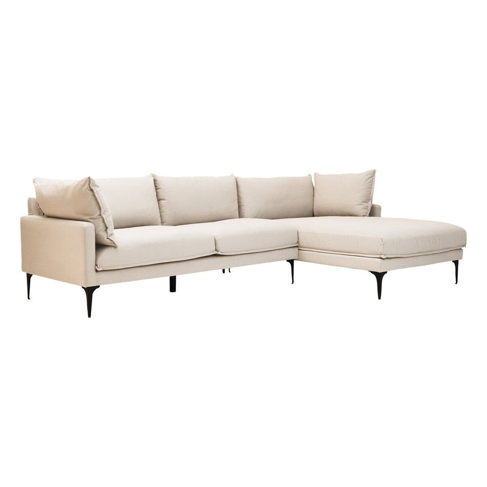 Troyes Cream Three Seat Right Chaise Sofa