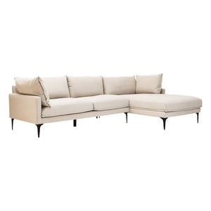Troyes Cream Three Seat Right Chaise Sofa