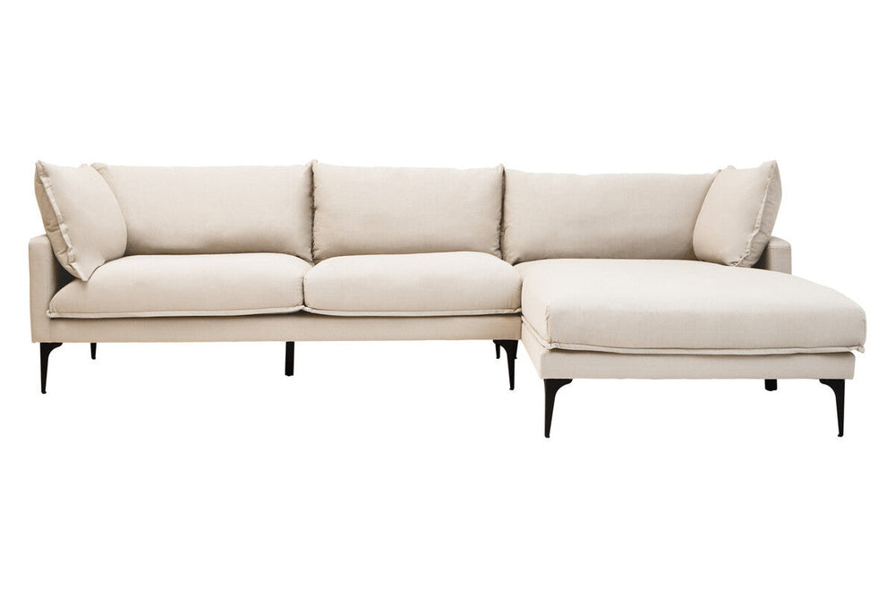 Troyes Cream Fabric 3 Seater Right Hand Chaise Sofa