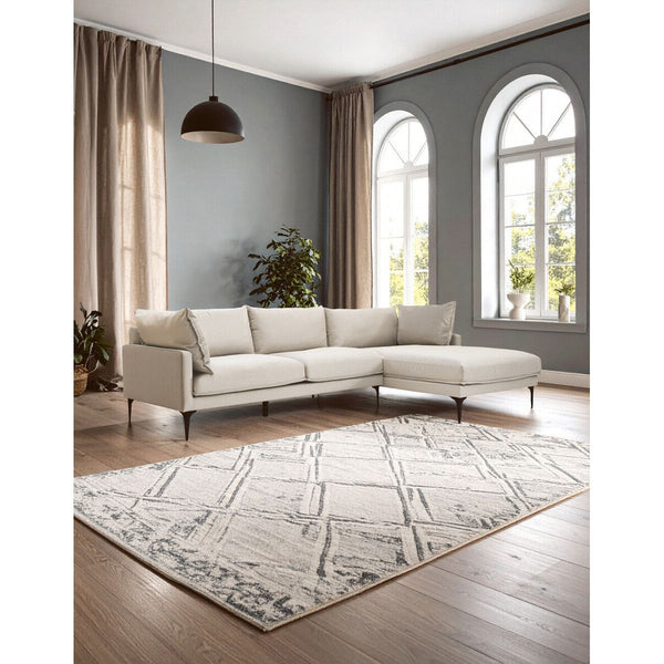 Troyes Cream Three Seat Right Chaise Sofa