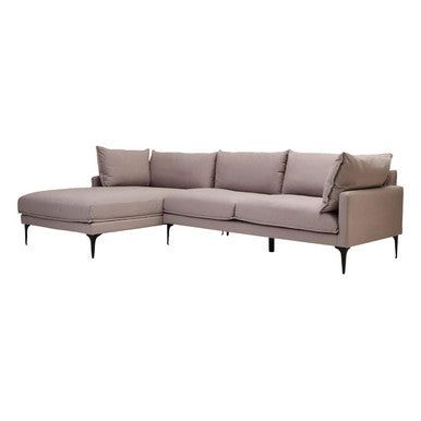 Troyes Grey Three Seat Left Chaise Sofa