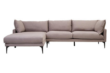 Troyes Grey Fabric 3 Seater Left Hand Chaise Sofa