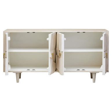 Sita Four Door Mango Wood Abstract Design Sideboard