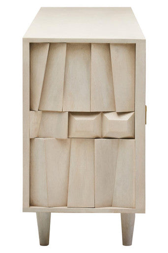Sita Whitewash Carved Mango Wood 4 Door Sideboard – dimensions