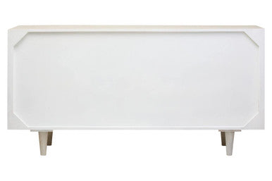 Sita Whitewash Carved Mango Wood 4 Door Sideboard – close-up