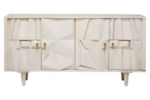 Sita Whitewash Carved Mango Wood 4 Door Sideboard – detail