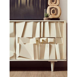 Sita Four Door Mango Wood Abstract Design Sideboard
