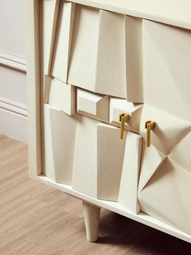 Sita Whitewash Carved Mango Wood 4 Door Sideboard – detail 2
