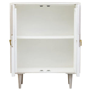 Sita Whitewash Carved Mango Wood 2 Door Cabinet – in room setting