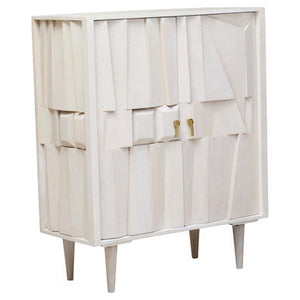 Sita Whitewash Carved Mango Wood 2 Door Cabinet – detail