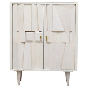 Sita Two Door Mango Wood Abstract Design Cabinet