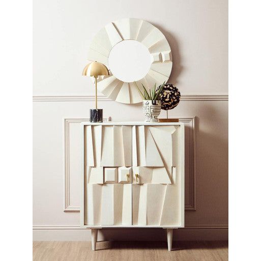 Sita Two Door Mango Wood Abstract Design Cabinet