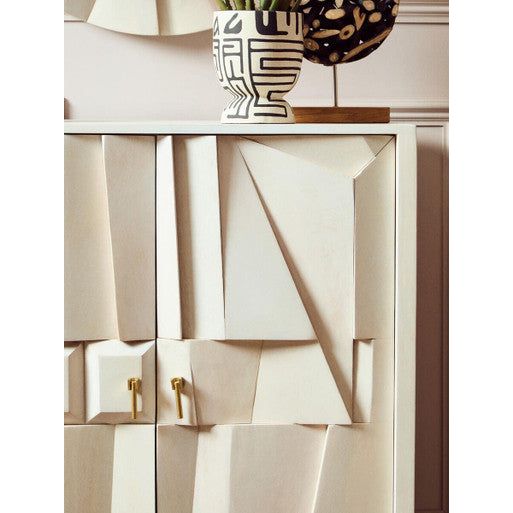 Sita Two Door Mango Wood Abstract Design Cabinet
