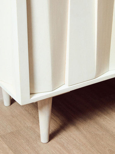 Sita Whitewash Carved Mango Wood 2 Door Cabinet – in room setting 2