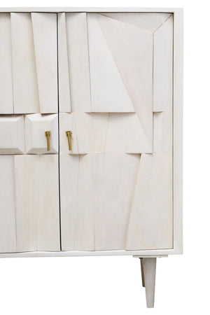 Sita Whitewash Carved Mango Wood 2 Door Cabinet – dimensions 2