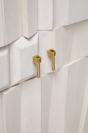 Sita Whitewash Carved Mango Wood 2 Door Cabinet – detail 3
