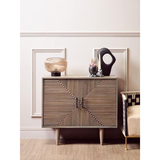 Satna Jute Black And White Design Mango Wood Sideboard