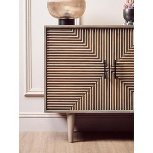 Satna Jute Black And White Design Mango Wood Sideboard