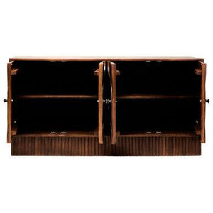 Siva Mango Wood Sideboard Natural Frame With Black Hammered Design Doors