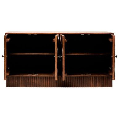 Siva Mango Wood Sideboard Natural Frame With Black Hammered Design Doors