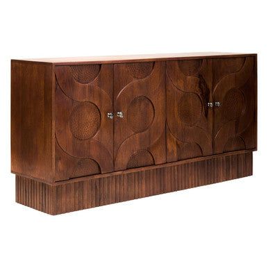 Siva Mango Wood Sideboard Natural Frame With Black Hammered Design Doors