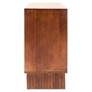 Siva Mango Wood Sideboard Natural Frame With Black Hammered Design Doors