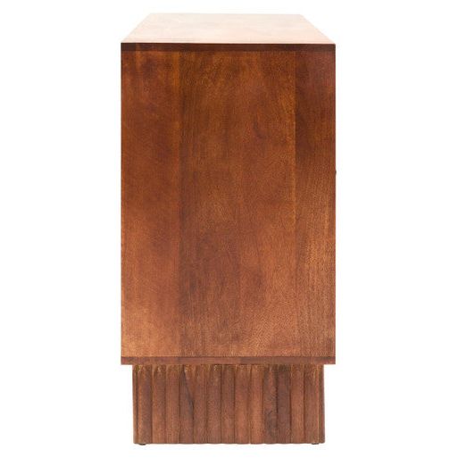 Siva Mango Wood Sideboard Natural Frame With Black Hammered Design Doors