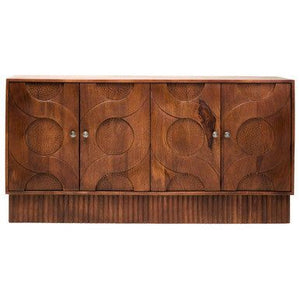 Siva Mango Wood Sideboard Natural Frame With Black Hammered Design Doors