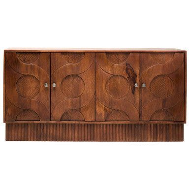 Siva Mango Wood Sideboard Natural Frame With Black Hammered Design Doors