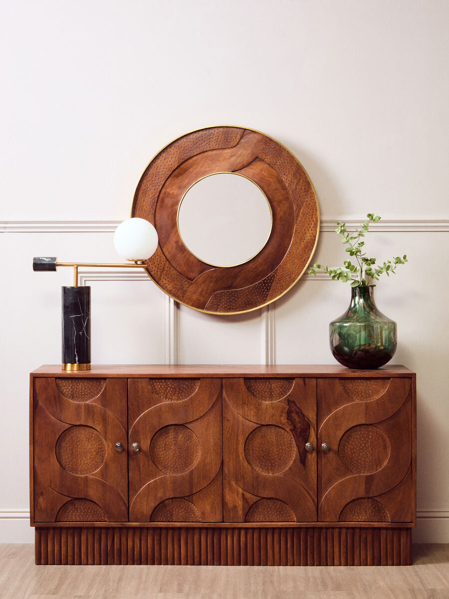 Siva Natural Hammered Mango Wood 4 Door Sideboard
