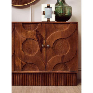 Siva Mango Wood Sideboard Natural Frame With Black Hammered Design Doors