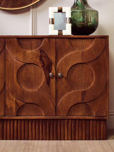Siva Natural Hammered Mango Wood 4 Door Sideboard – back view