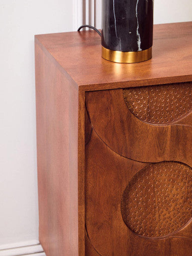 Siva Natural Hammered Mango Wood 4 Door Sideboard – side view 2