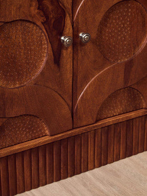 Siva Natural Hammered Mango Wood 4 Door Sideboard – angle view