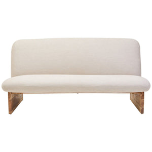 Parova Two Seater Linen Texture Armless Sofa With Wood Base