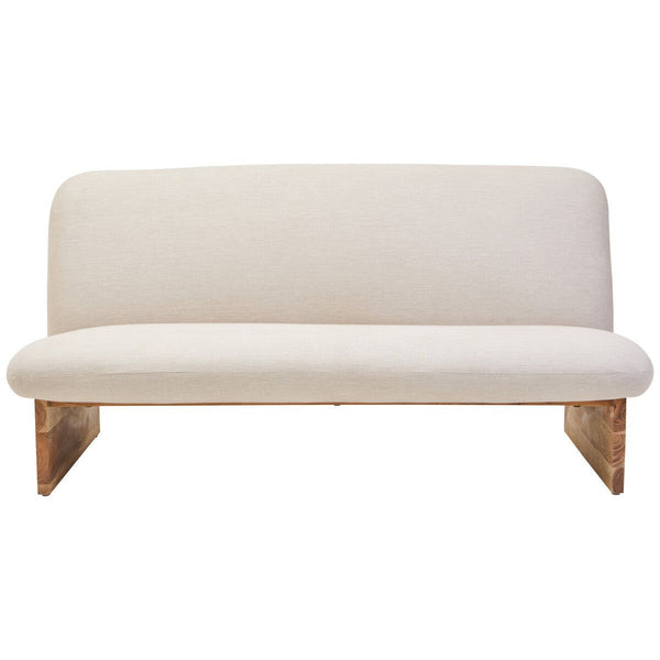 Parova Two Seater Linen Texture Armless Sofa With Wood Base