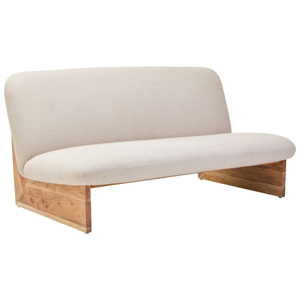 Parova Two Seater Linen Texture Armless Sofa With Wood Base