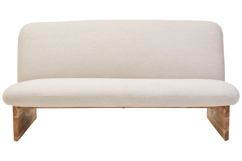 Parova Cream Textured Linen 2 Seater Armless Sofa