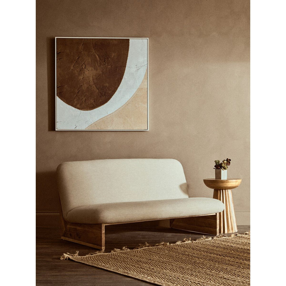 Parova Two Seater Linen Texture Armless Sofa With Wood Base