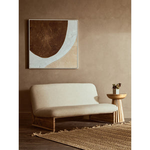 Parova Two Seater Linen Texture Armless Sofa With Wood Base
