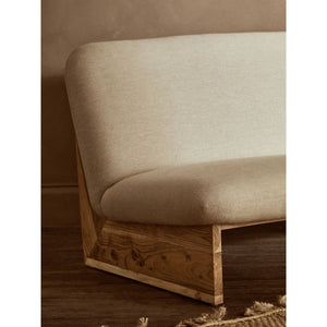 Parova Two Seater Linen Texture Armless Sofa With Wood Base