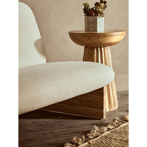 Parova Two Seater Linen Texture Armless Sofa With Wood Base