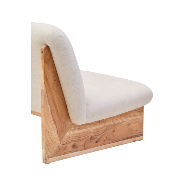 Parova Two Seater Linen Texture Armless Sofa With Wood Base