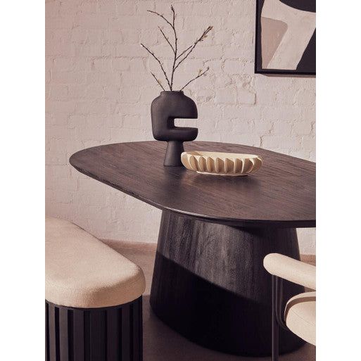 Perdoba Oval Mango Wood Black Finish Dining Table