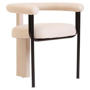 Perdoba Cream Textured Linen Dining Chair – in room setting