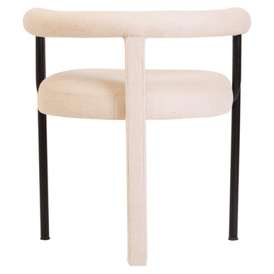 Perdoba Cream Textured Linen Dining Chair – close-up
