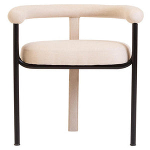 Perdoba Cream Textured Linen Dining Chair – side view