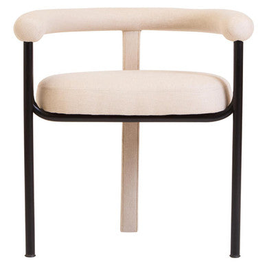 Perdoba Cream Textured Linen Dining Chair – side view